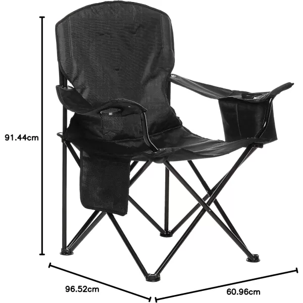 Amazon Basics Portable Folding Camping Chair with 4Can Cooler Side Pocket and Cup Holder with Carrying BagPadded Xl Black