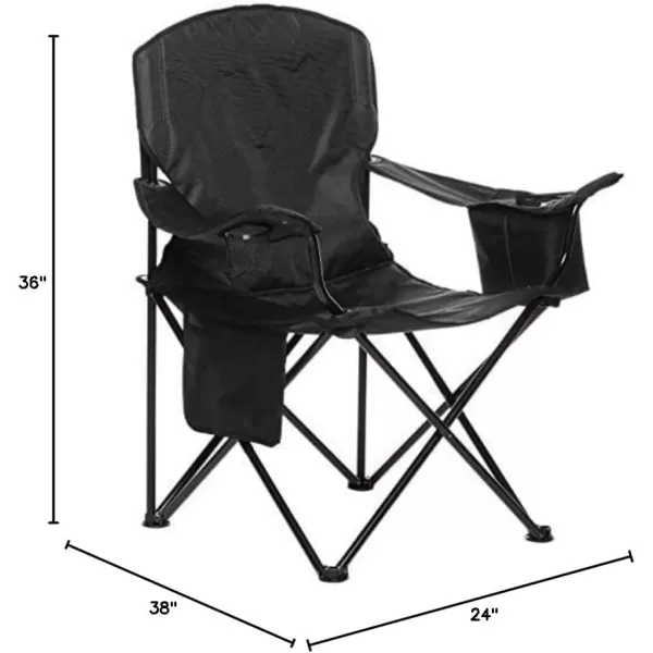 Amazon Basics Portable Folding Camping Chair with 4Can Cooler Side Pocket and Cup Holder with Carrying BagPadded Xl Black