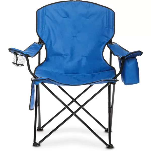 Amazon Basics Portable Folding Camping Chair with 4Can Cooler Side Pocket and Cup Holder with Carrying BagPadded Xl Blue