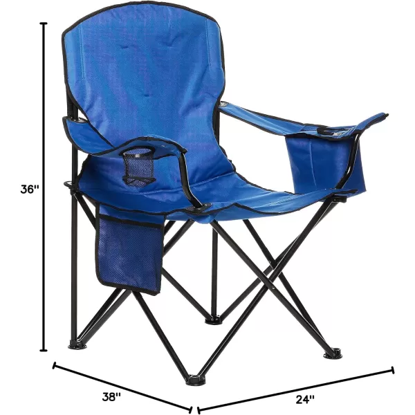 Amazon Basics Portable Folding Camping Chair with 4Can Cooler Side Pocket and Cup Holder with Carrying BagPadded Xl Blue