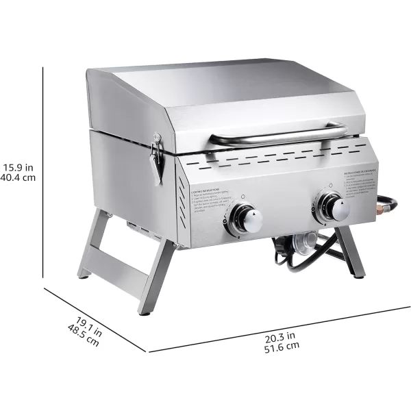 Amazon Basics Portable Propane Stainless Steel Tabletop Gas Grill 2 Burner11Piece Stainless Steel Barbeque Grilling Tool Set with Carry BagAmazon Basics Portable Propane Stainless Steel Tabletop Gas Grill 2 Burner11Piece Stainless Steel Barbeque Grilling Tool Set with Carry Bag