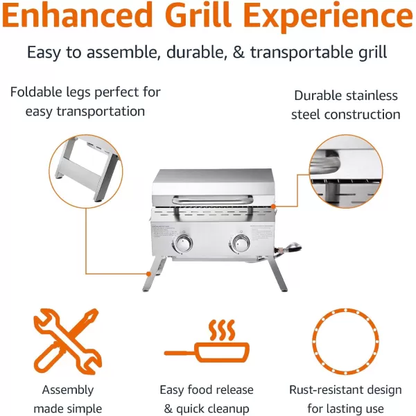Amazon Basics Portable Propane Stainless Steel Tabletop Gas Grill Two Burner Table TopAmazon Basics Portable Propane Stainless Steel Tabletop Gas Grill Two Burner Table Top