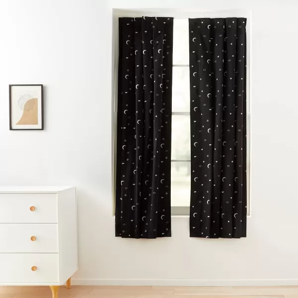 Amazon Basics Portable Window Blackout Curtain Shade with Suction Cups for Travel 2Pack 78L x 50W BlackMoon and Stars 2Pack