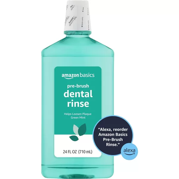 Amazon Basics PreBrush Dental Rinse Green Mint 24 Fluid Ounces 1Pack Previously Solimo24 Fl Oz Pack of 1