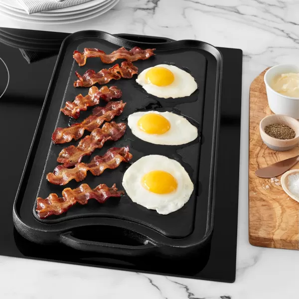 Amazon Basics PreSeasoned Cast Iron Reversible Rectangular GrillGriddle Black 20 x 1039 x 098 inchAmazon Basics PreSeasoned Cast Iron Reversible Rectangular GrillGriddle Black 20 x 1039 x 098 inch