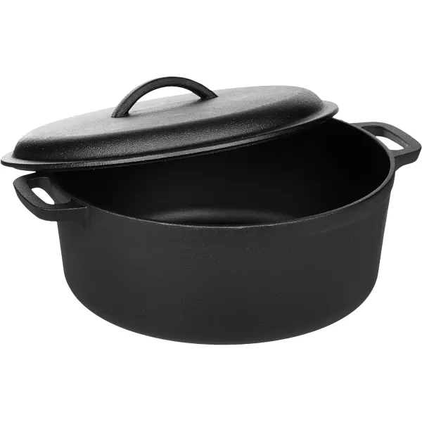Amazon Basics PreSeasoned Cast Iron Round Dutch Oven with Dual Handles 2Quart Black7Quart