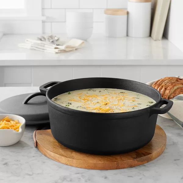 Amazon Basics PreSeasoned Cast Iron Round Dutch Oven with Dual Handles 2Quart Black7Quart