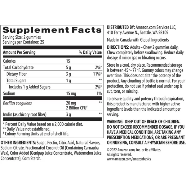 Amazon Basics Prebiotic amp Probiotic Gummies 2 Billion CFU Blue Raspberry 50 Count 2 per Serving Previously SolimoAmazon Basics Prebiotic amp Probiotic Gummies 2 Billion CFU Blue Raspberry 50 Count 2 per Serving Previously Solimo