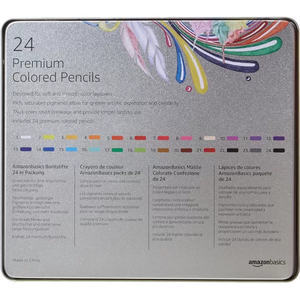 Amazon Basics Premium Colored Pencils Soft Core 24 Count Pack of 1 Multicolor24 Count Pack of 1