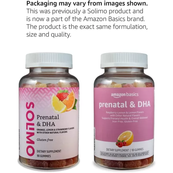 Amazon Basics Prenatal amp DHA Gummy Rasberry amp Lemon Flavor 90 Count Previously Solimo90 Count Pack of 1