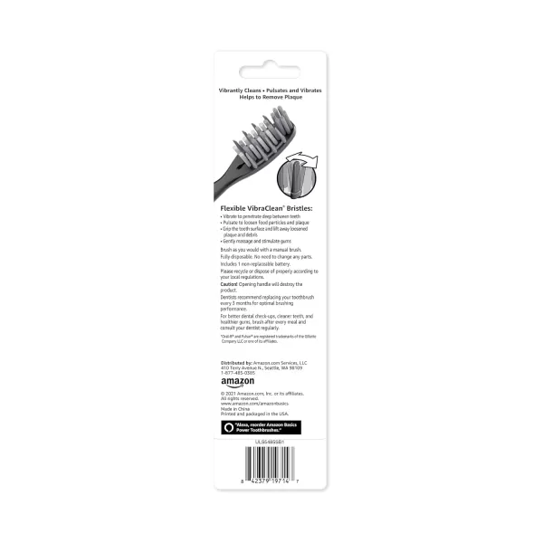 Amazon Basics Pulsating Deep Cleaning Toothbrushes with Soft Bristles 2 Count Assorted ColorsAssorted 2 Count Pack of 1