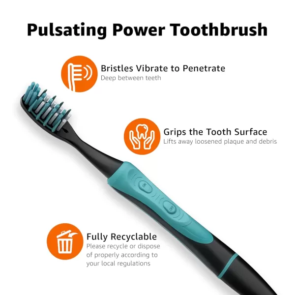 Amazon Basics Pulsating Deep Cleaning Toothbrushes with Soft Bristles 2 Count Assorted ColorsAssorted 2 Count Pack of 1