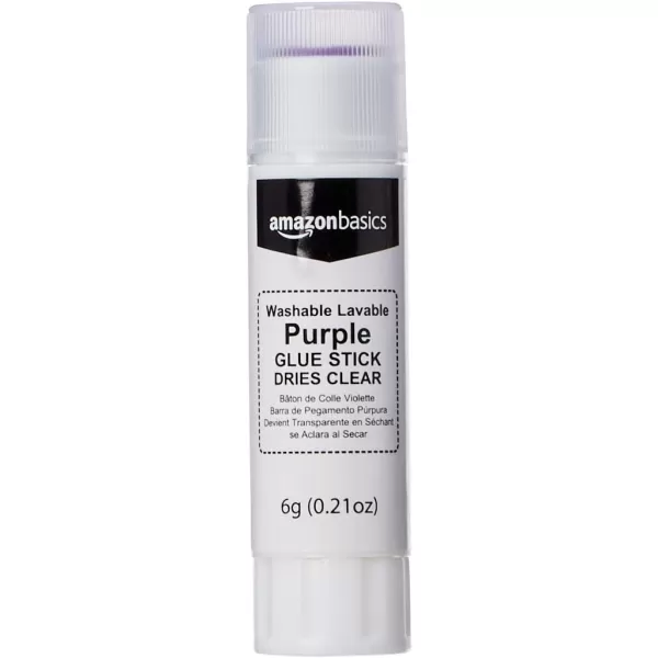 Amazon Basics Purple Washable School Glue Sticks Dries Clear 024oz Stick60PackSmall 4Pack