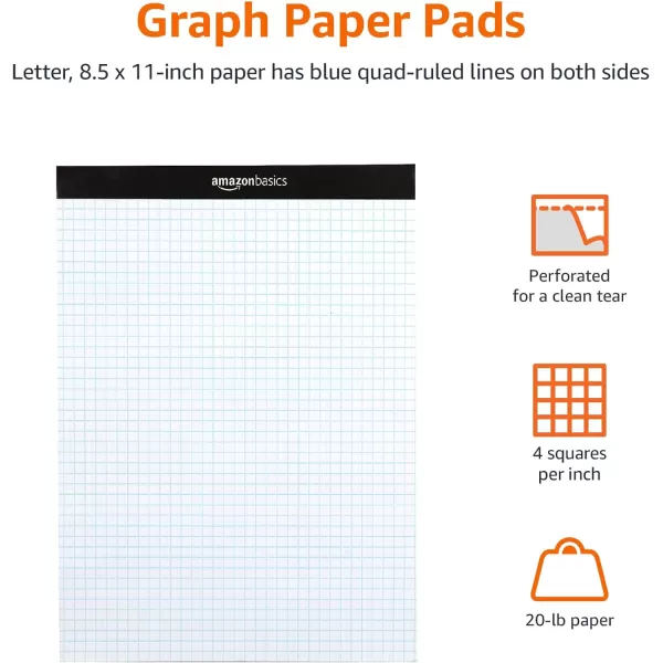 Amazon Basics Quad Ruled Graph Paper Pad 600 Count 6 pack of 100 Sheets White Letter Size 85 x 11InchAmazon Basics Quad Ruled Graph Paper Pad 600 Count 6 pack of 100 Sheets White Letter Size 85 x 11Inch