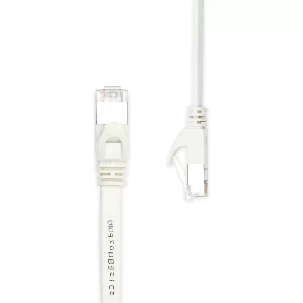 Amazon Basics RJ45 Cat 7 Ethernet Patch Cable Flat 600MHz Snagless Includes 15 Nails 30 Foot White30Foot White