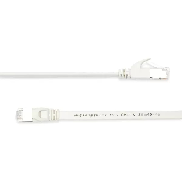 Amazon Basics RJ45 Cat 7 Ethernet Patch Cable Flat 600MHz Snagless Includes 15 Nails 30 Foot White30Foot White