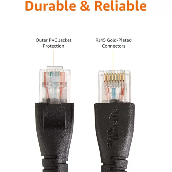 Amazon Basics RJ45nbspCat6nbspEthernetnbspPatch Cable 1Gpbs Transfer Speed GoldPlated Connectors 50 Foot For PC TV tablet router printer10 Foot 1Pack Black