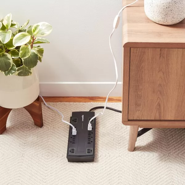 Amazon Basics Rectangular 12Outlet Power Strip Surge Protector  4320 Joule 10Foot Cord Black10Foot Cord
