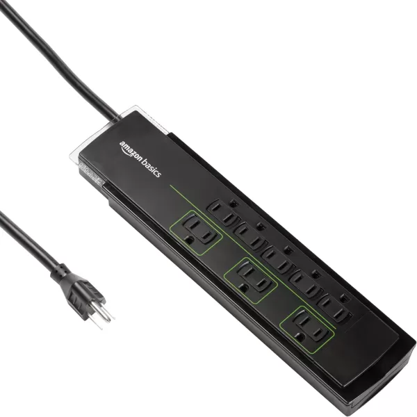 Amazon Basics Rectangular 12Outlet Power Strip Surge Protector  4320 Joule 10Foot Cord Black12foot Cord