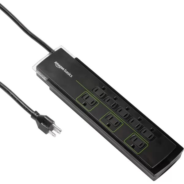 Amazon Basics Rectangular 12Outlet Power Strip Surge Protector  4320 Joule 10Foot Cord Black6foot Cord
