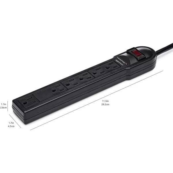 Amazon Basics Rectangular 6Outlet Surge Protector Power Strip 6Foot Long Cord 790 Joule  WhiteBlack 10Pack Strip