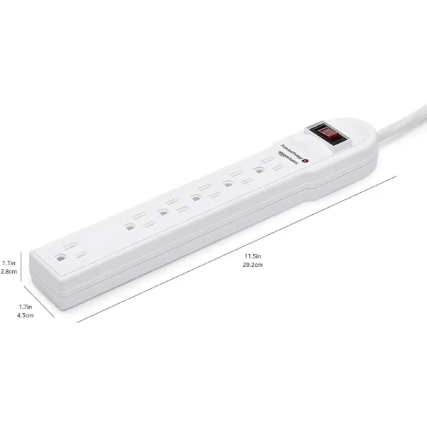 Amazon Basics Rectangular 6Outlet Surge Protector Power Strip 6Foot Long Cord 790 Joule  WhiteWhite 10Pack Strip