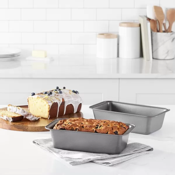 Amazon Basics Rectangular Baking Bread Loaf Pan 95 x 5 Inch Set of 2 GrayLoaf Pan