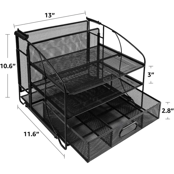 Amazon Basics Rectangular Desk Organizer 3 Tray wSliding Drawer and Hanging File Holder BlackAmazon Basics Rectangular Desk Organizer 3 Tray wSliding Drawer and Hanging File Holder Black