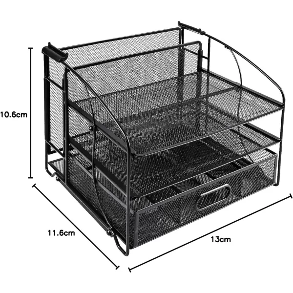 Amazon Basics Rectangular Desk Organizer 3 Tray wSliding Drawer and Hanging File Holder BlackAmazon Basics Rectangular Desk Organizer 3 Tray wSliding Drawer and Hanging File Holder Black