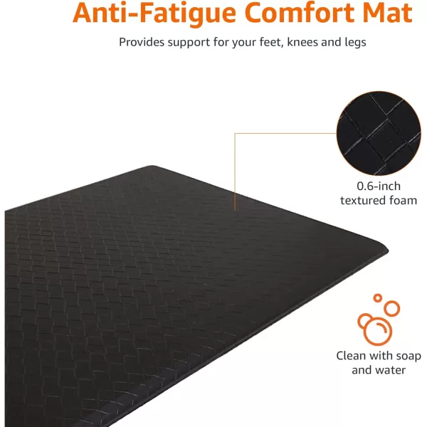 Amazon Basics Rectangular NonslipStain Anti Fatigue Standing Comfort Mat for Home and Office 20 x 36 Inch BlackBlack 1Pack Mat
