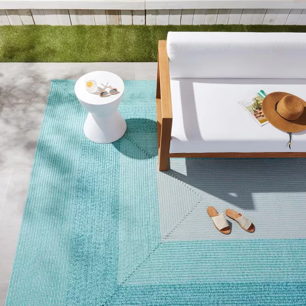 Amazon Basics Rectangular Outdoor Rug For Patio and Balcony TwoTone Grey 13 ft L x 9 ft WGradient Blue