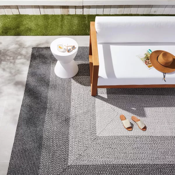 Amazon Basics Rectangular Outdoor Rug For Patio and Balcony TwoTone Grey 13 ft L x 9 ft WGradient Grey