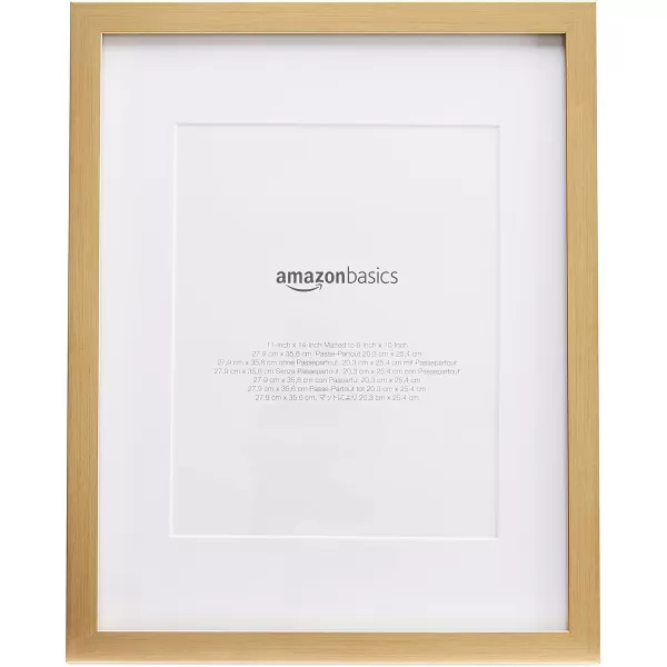 Amazon Basics Rectangular Photo Picture Frame 11 x 14 or 8 x 10 with mat Pack of 2 Gold 1228 x 1518 inches11 x 14 or 8 x 10 Gold