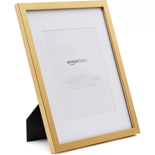 Amazon Basics Rectangular Photo Picture Frame 11 x 14 or 8 x 10 with mat Pack of 2 Gold 1228 x 1518 inches11 x 14 or 8 x 10 Gold