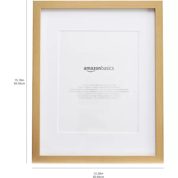 Amazon Basics Rectangular Photo Picture Frame 11 x 14 or 8 x 10 with mat Pack of 2 Gold 1228 x 1518 inches11 x 14 or 8 x 10 Gold