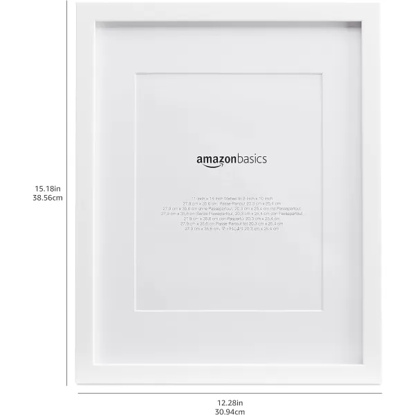 Amazon Basics Rectangular Photo Picture Frame 11 x 14 or 8 x 10 with mat Pack of 2 Gold 1228 x 1518 inches11 x 14 or 8 x 10 White