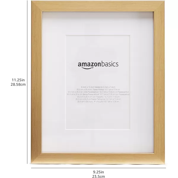Amazon Basics Rectangular Photo Picture Frame 11 x 14 or 8 x 10 with mat Pack of 2 Gold 1228 x 1518 inches8 x 10 or 5 x 7 Gold