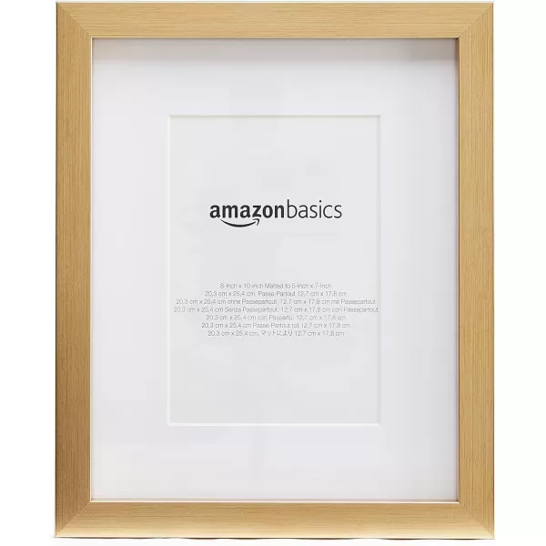 Amazon Basics Rectangular Photo Picture Frame 11 x 14 or 8 x 10 with mat Pack of 2 Gold 1228 x 1518 inches8 x 10 or 5 x 7 Gold