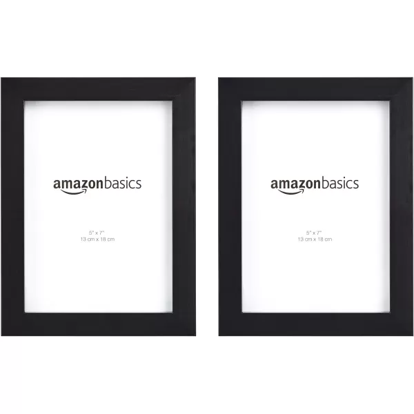 Amazon Basics Rectangular Photo Picture Frame 5 x 7 Pack of 2 BlackBlack 5 x 7