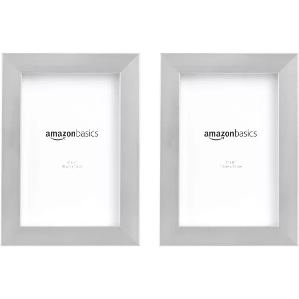 Amazon Basics Rectangular Photo Picture Frame 5 x 7 Pack of 2 BlackNickel 4 x 6