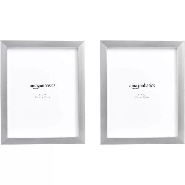 Amazon Basics Rectangular Photo Picture Frame 5 x 7 Pack of 2 BlackNickel 8 x 10