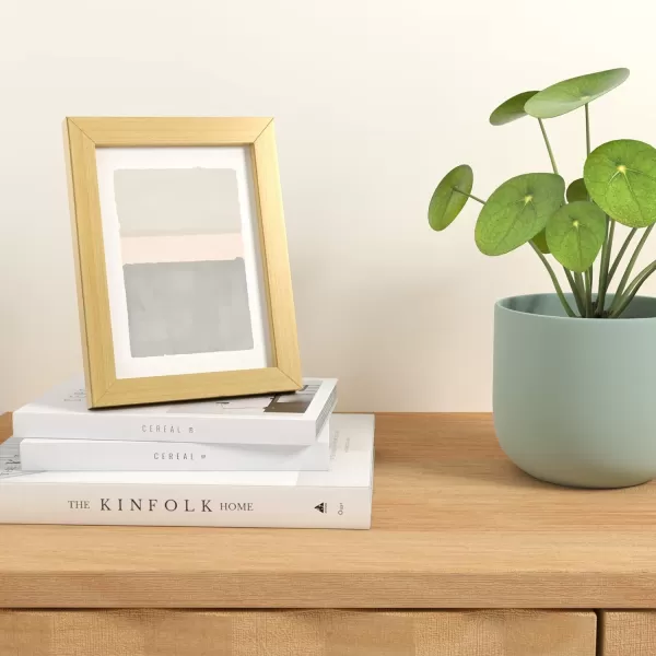 Amazon Basics Rectangular Photo Picture Frame 8 x 10 Pack of 5 Gold 92 x 112 inches5 x 7 Gold