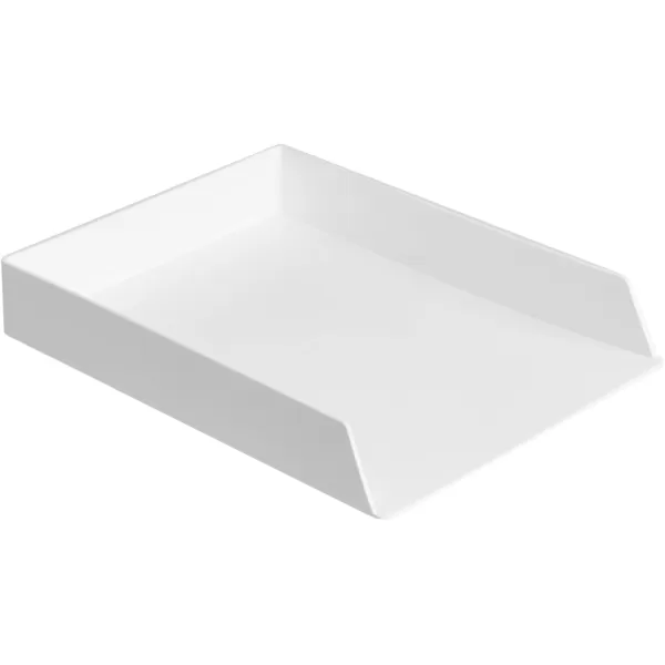 Amazon Basics Rectangular Plastic Desk Organizer Accessory Tray WhiteLetter Tray