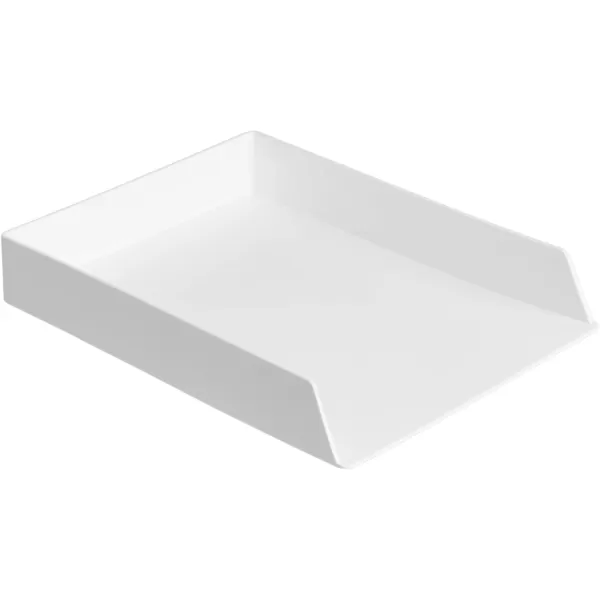 Amazon Basics Rectangular Plastic Desk Organizer Accessory Tray WhiteLetter Tray Bundle