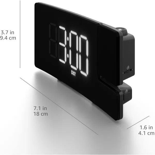 Amazon Basics Rectangular Projection Alarm Clock with FM Radio USB Phone Charging Battery Backup BlackAmazon Basics Rectangular Projection Alarm Clock with FM Radio USB Phone Charging Battery Backup Black