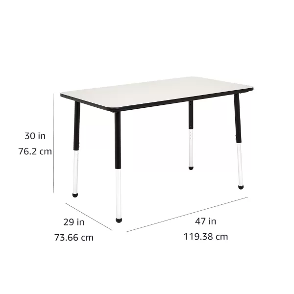 Amazon Basics Rectangular School Activity Kids Table Ball Glide Legs Adjustable Height 1930 Inch Grey TopBlack Edge 47 W x 29 L x 30 H47W x 29L x 30H Rectangular