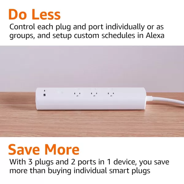 Amazon Basics Rectangular Smart Plug Power Strip Surge Protector with 3 Individually Controlled Outlets and 2 USB Ports 1 USB C 24 GHz WiFi Works with Alexa WhiteAmazon Basics Rectangular Smart Plug Power Strip Surge Protector with 3 Individually Controlled Outlets and 2 USB Ports 1 USB C 24 GHz WiFi Works with Alexa White