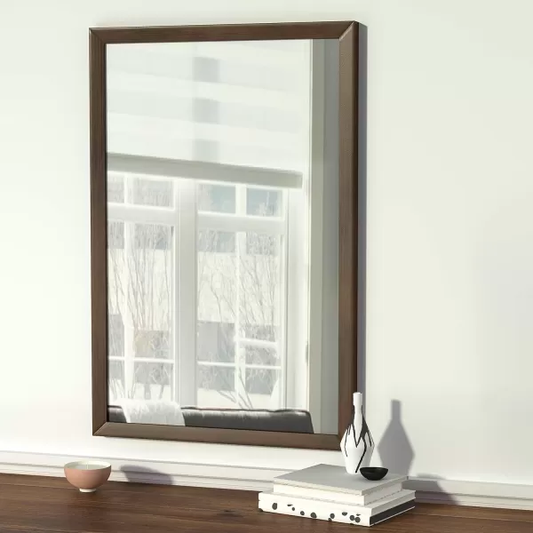 Amazon Basics Rectangular Wall Mount Mirror 24 x 36 Peaked Trim BlackWalnut 24 x 36 Standard Trim Wall Mirror
