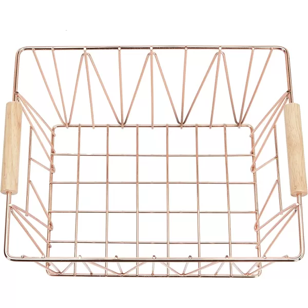 Amazon Basics Rectangular Wire Storage Baskets Set of 3 Standard BlackCopper Standard