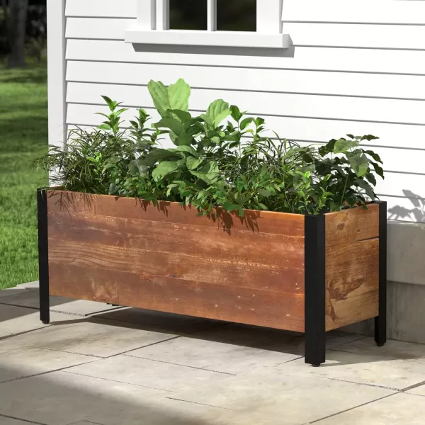 Amazon Basics Recycled Wood Rectangular Garden Planter Brown 37 x 13 x 15 Inch LxWxHAmazon Basics Recycled Wood Rectangular Garden Planter Brown 37 x 13 x 15 Inch LxWxH